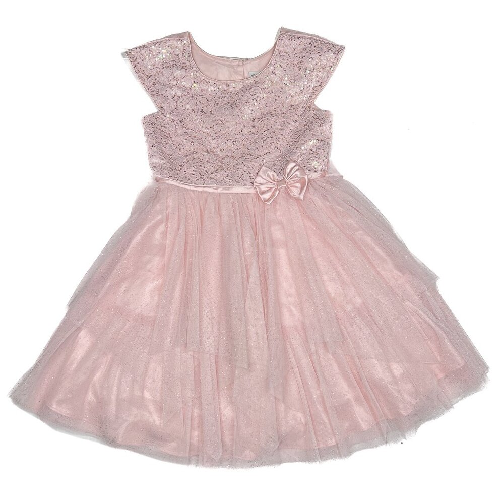 Jona Michelle Petal Baby Pink Princess Floral Lace Sequin Tiered Tule Sz 12 NWOT - Picture 2 of 10